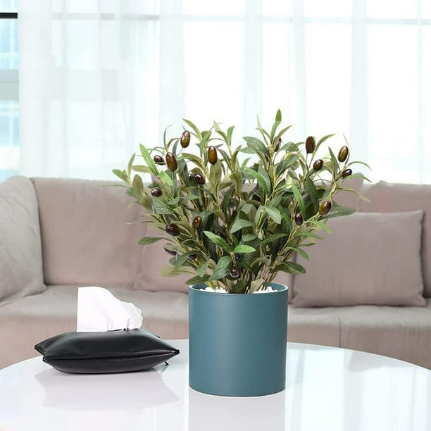 Rama de olivo artificial - Planta de seda de hojas y bayas verdes de magnolia de 18" para decoración del hogar