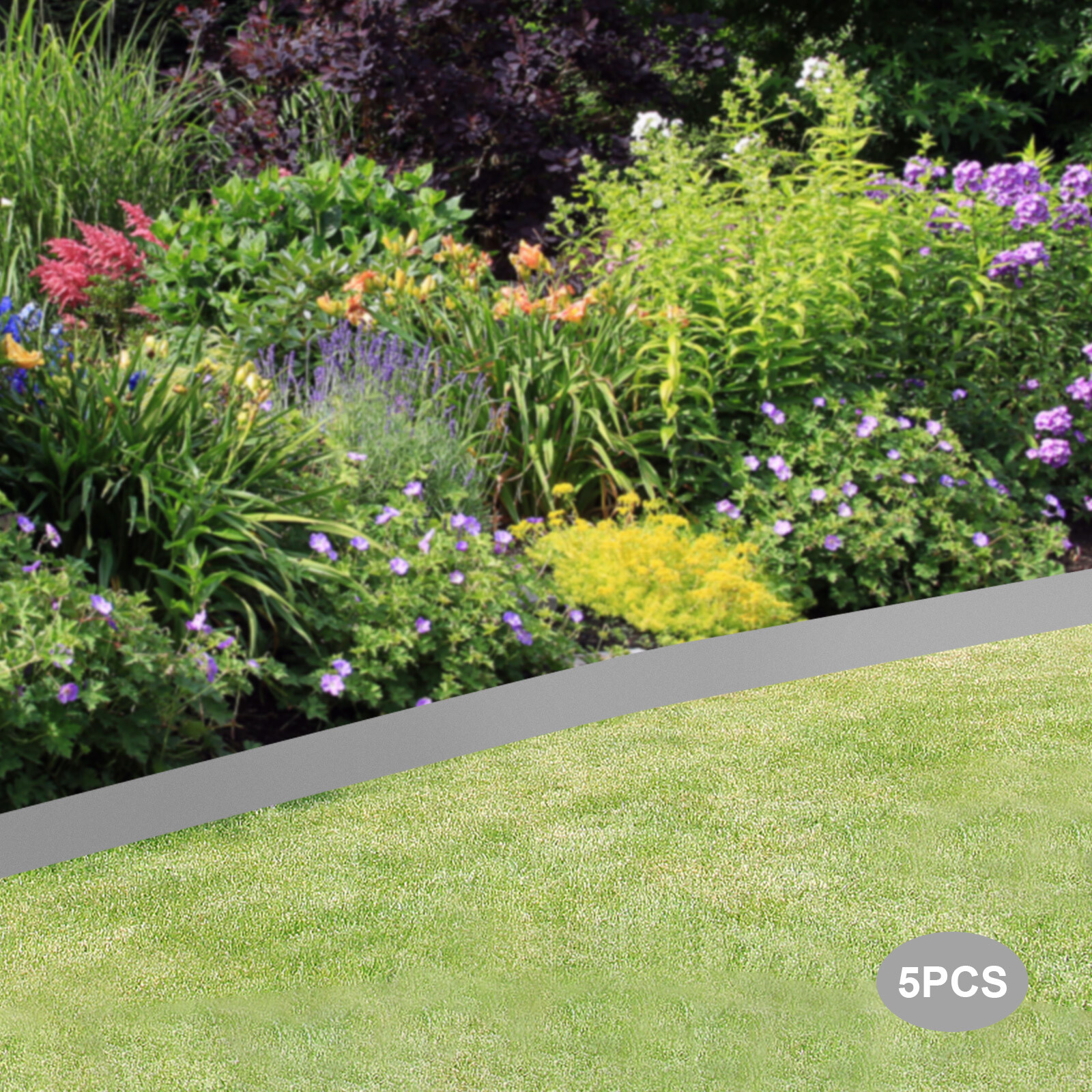 Miumaeov Steel Lawn Edging Garden Metal Landscape Edging Border16.25 ft Total Length Landscaping Metal Edging Lawn Edge for Garden Yard Gray