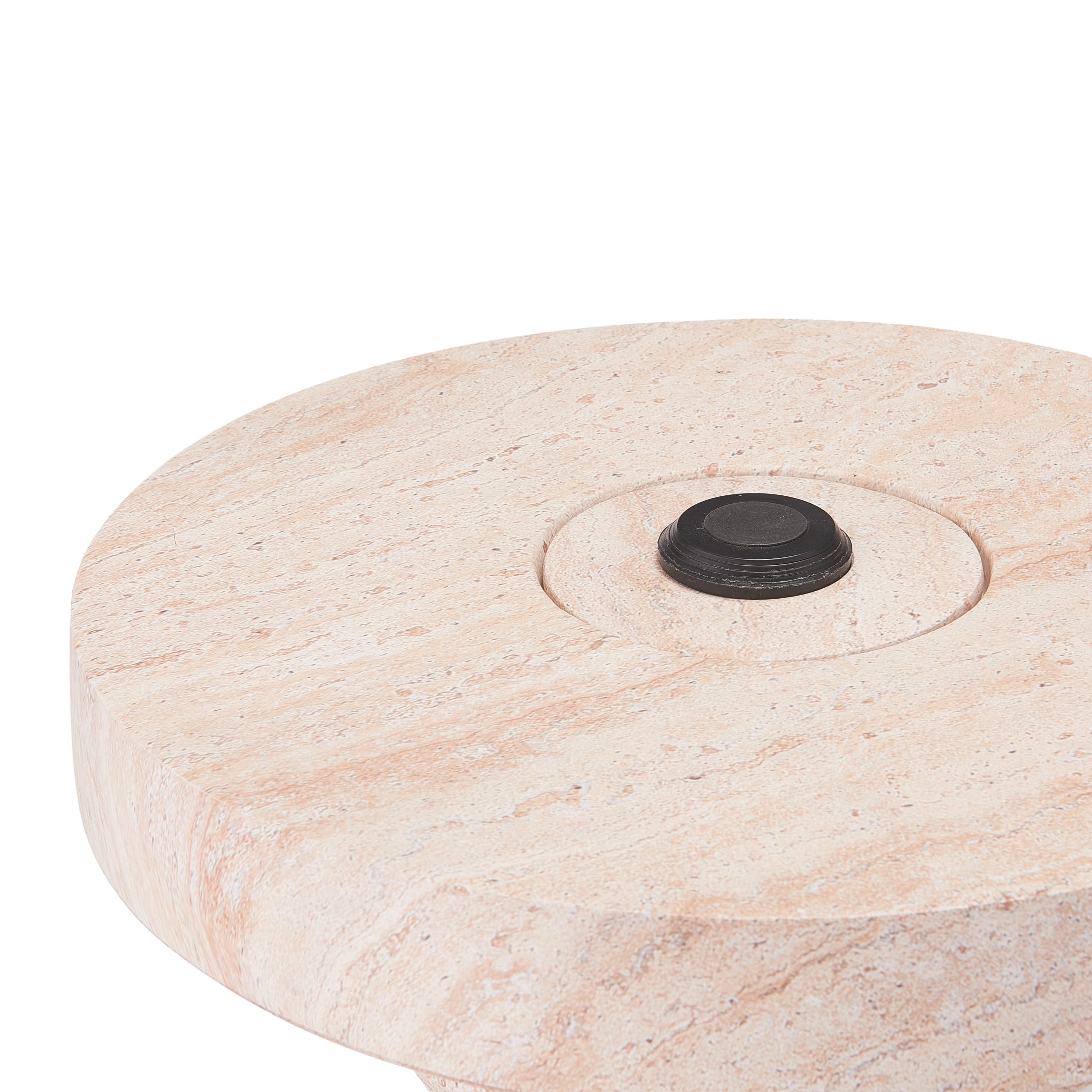 Christopher Knight Home Lightweight Concrete Umbrella Base, Outdoor Patio Side Table, Natural Travertine