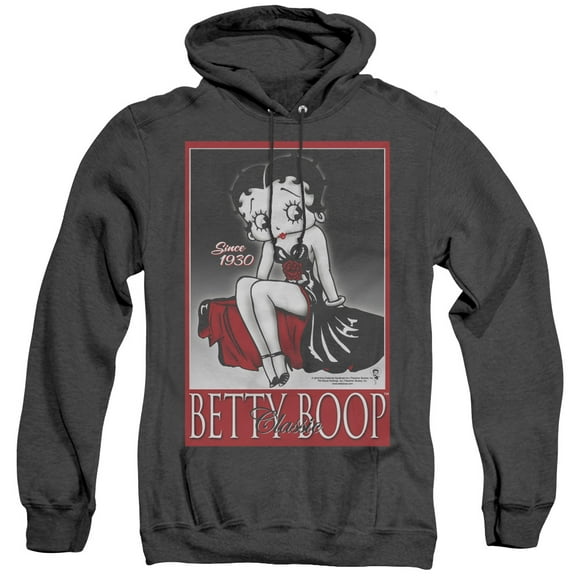 Betty Boop Classic Adult Heather Hoodie Sweatshirt Black