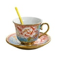 thumbnail image 1 of Taza de café y platillo de cerámica Juego de té de porcelana Hermoso estilo Brillante Elegante Rosa, 1 of 9