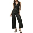 thumbnail image 2 of INSPIRE CHIC Metallic Jumpsuit for Women's V Neck Sleeveless Party Glitter Overall Black L, 2 of 5