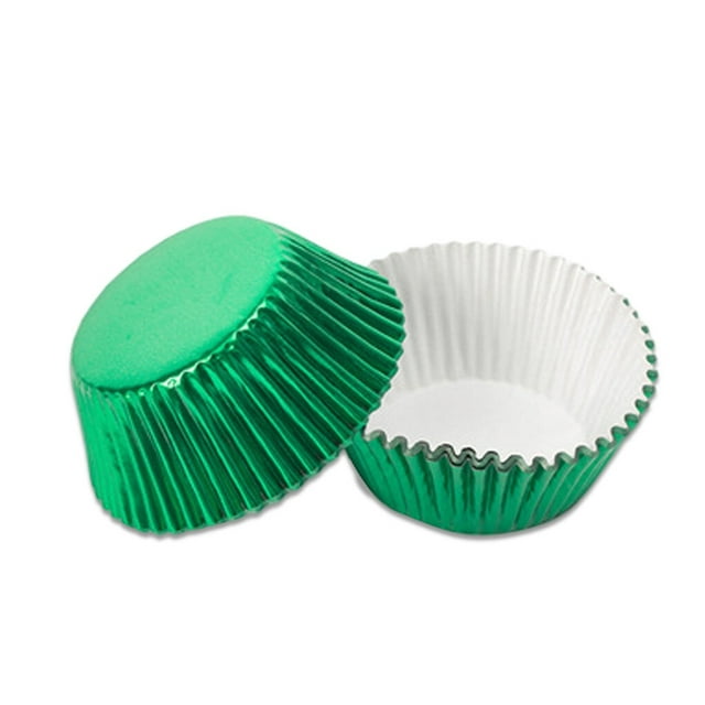 Billuyoard 100 Uds. De papel de aluminio para cupcakes, papel para hornear, taza de tulipán negro, Color puro, para hornear, Muffin, molde para Herramientas y accesorios para hornear verde