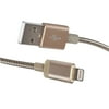 Refurbished Blackweb BWA17WI072 flexible metal sync and charge cable with lightning connector, gold, 5 feet