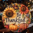 thumbnail image 5 of Christmas Ornament Thanksgiving Sunflower Pumpkin 3" Circle Ceramic Ornament Be Thankful Flowers Fall Holiday Ornament for Home Christmas Tree Decor Christmas Ornament for Family Sister Friend, 5 of 8