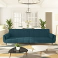 thumbnail image 1 of vidaXL 2-Seater Sofa Bed with Two Pillows Blue Velvet, 1 of 5