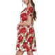 thumbnail image 2 of Fotbe Rose Flowers Vestido Largo de Moda para Mujer, Vestido Tipo Camiseta con Manga Corta y Estilo Casual a Rayas y Bloques de Color, 2 of 6