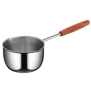 Stainless Steel Oil Pan with Wooden Handle,Ideal for Frying,Frying Pan with Handle,Oil Control Cookware,Wooden Grip Pan.