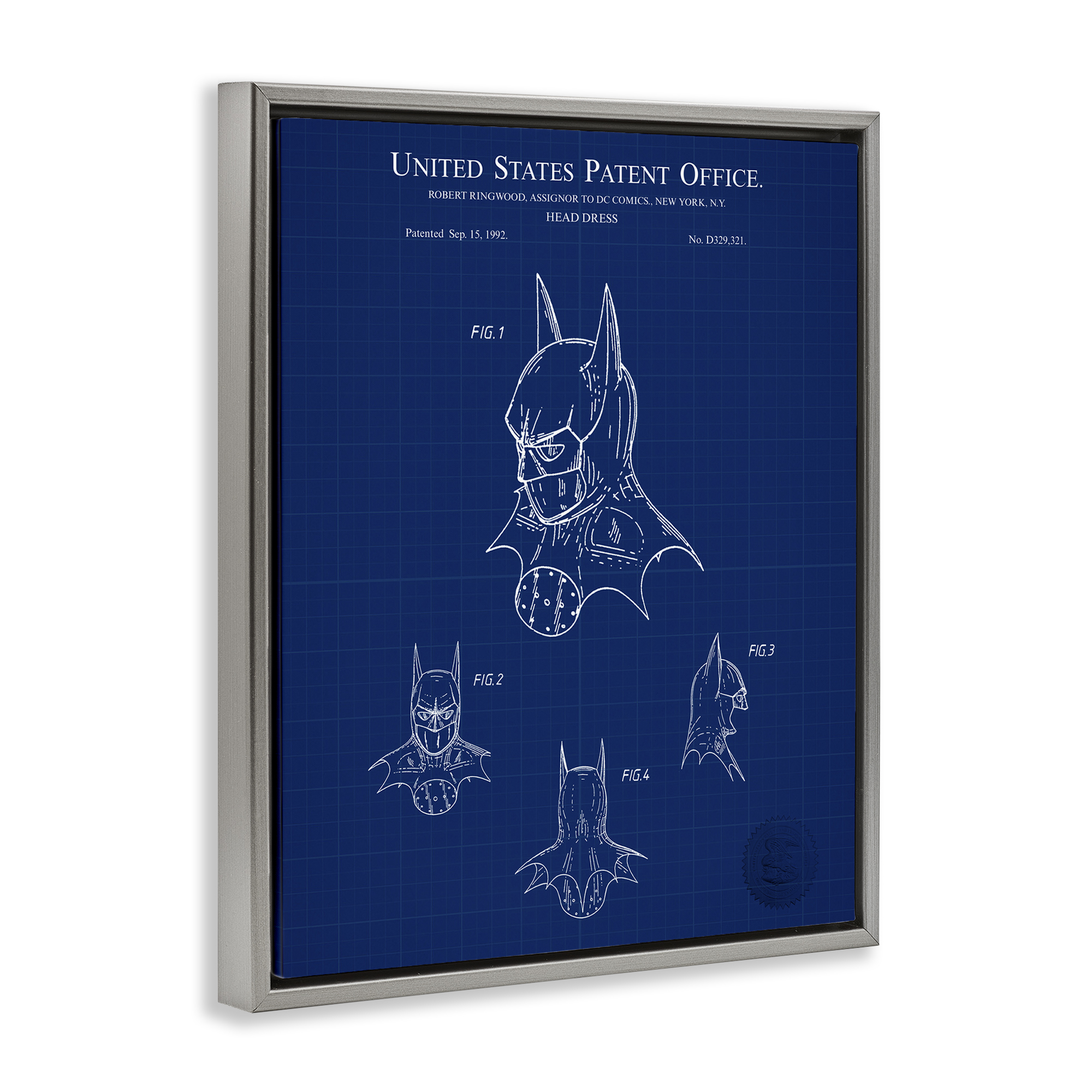 Stupell Industries Head Dress Blueprint Novelty Painting Gray Floater Framed Art Print Wall Art, 25 x 31