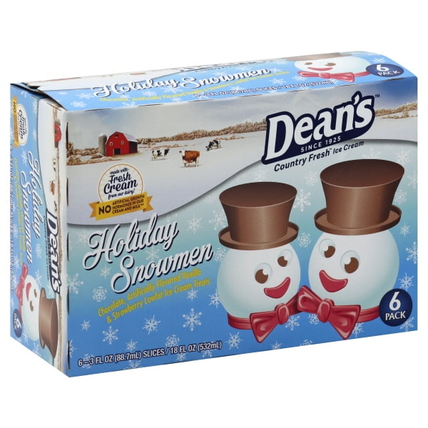 Dean's Country Fresh Holiday Snowman Ice Cream Treats, 6 ct - Walmart.com - Walmart.com