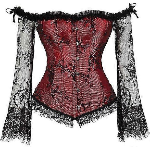 Corset Women's Halloween Christmas Full Breast Lace Up Corset, Back Corset with Shoulder Sleeves
