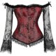thumbnail image 1 of Corset Women's Halloween Christmas Full Breast Lace Up Corset, Back Corset with Shoulder Sleeves, 1 of 5