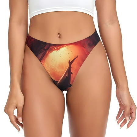 Rateoe Shark Underwater Vortex Pattern Seamless Women Underwear Thongs No Show Ladies Thong No Line Breathable Comfortable Panties Undies for Women-Medium