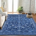 thumbnail image 2 of COZONY Vintage Flower 5x7ft Area Rug, Blue Tint, Non-Shedding Washable Carpet for Bedroom, Playroom, or Living Room, 2 of 8