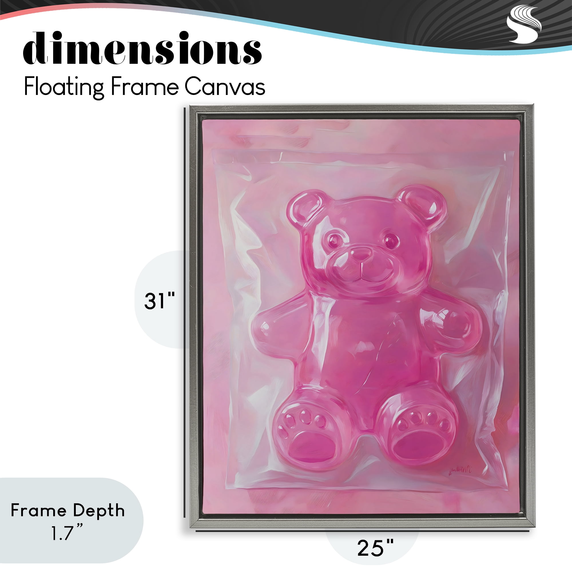 Stupell Industries Pink Gummy Candy Bear Gray Framed Floater Canvas Wall Art, design by The Prints Vibe