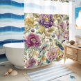 thumbnail image 5 of No Hook Shower Curtain, Spring Flowers Shower Curtains for Bathroom with See Through Top Window, Farmhouse Botanical Blossom Floral Birds Waterproof & Washable Bath Curtain Extra Long 72"x84", 5 of 9
