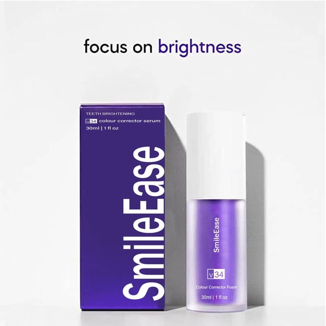 HISMILE-pasta de dientes V34, Corrector de Color púrpura, pasta de dientes con brillo blanco, cuidado dental, Reduce el Color amarillo, 30ml