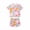 Q278 Pink, variant on Angala 2 Piece Outfits For Girls Crew Neck Short Sleeve Floral Print T Shirt With Shorts Set Girls Fall Season Wear Clothes