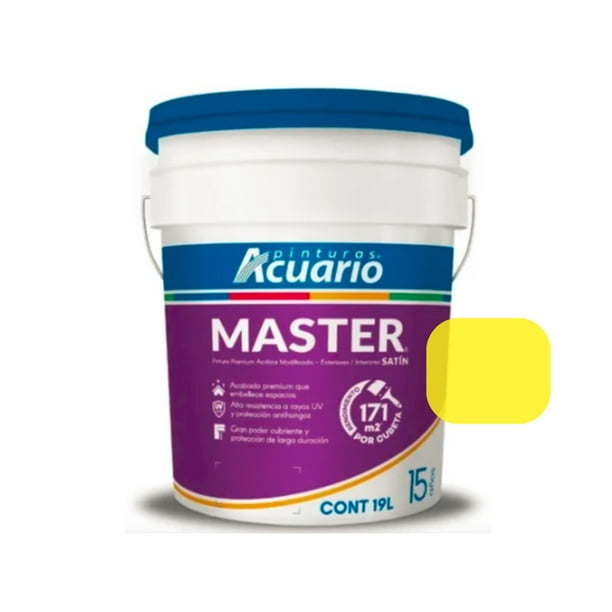 PINTURA VINILICA SATINADA MASTER COLORES AMARILLOS ACUARIO CUBETA