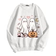 thumbnail image 5 of PLHWHYQ Women's Halloween Cute Ghost Pumpkin Graphic Crewneck Sweatshirt, Long Sleeve Casual Fall Pullover Top c-White S, 5 of 6