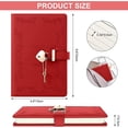 thumbnail image 3 of Diario para niñas con candado y llave, lindo diario con candado en forma de corazón para mujeres, cuaderno de cuero sintético vintage secreto recargable A5 - Rojo, 3 of 4