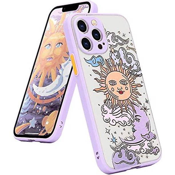 Compatible con iPhone 12 Pro Max Funda Mate Transparente Diseño Sol Luna 3D Dibujos Animados Parachoques Mujeres Hombres Adolescentes Niñas A Prueba de Golpes Silicona Suave Trasera Protectora Cov