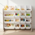 thumbnail image 2 of Humble Crew Storage Organizer with 16 Plastic Bins for Kids & Toddlers, Natural/White, 2 of 8