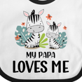 thumbnail image 4 of Inktastic Zebra My Papa Loves Me Boys or Girls Baby Bib, 4 of 4