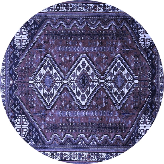 Ahgly Company Machine Washable Indoor Round Persian Blue Traditional Area Rugs, 5' Round