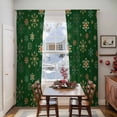 thumbnail image 5 of Christmas Snowflakes Sheer Curtains 84 Inches Long, Winter Xmas Geometric Green Light Filtering Window Curtains for Living Room/Bedroom, Rod Pocket Voile Sheer Curtain Drapes, 52"W x 84"L, 2 Panels, 5 of 9