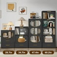 thumbnail image 3 of JHYKFG 29"H Metal Storage Cabinet, Freestanding Display Cabinet, Small Bookcase with 1 Flip-up Door&2 Drawers, Multipurpose Cabinet for Kitchen and Office, Black,16"D x 22"W x 29"H, 3 of 10