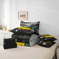 thumbnail image 5 of Racing Car 7 Pcs Comforter Set Full Cool Speed Car Bedding Race Car Extreme Sport Sheet Set Bed in A Bag Vehicle Automobile Grey Yellow Road Bedroom Decor Bed Set, 5 of 5