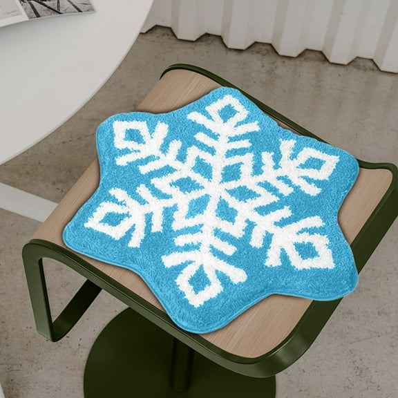 Vggrvlo Christmas Bath Rugs Mats Non Slip Extra Thick Chenille Shower Mat Rubber Backing Machine Washable Kitchen Mats Rugs 24"x24" Christmas Snowflake Shape