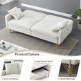thumbnail image 4 of Llinc Store 74.4 Inch Velvet Sofa Bed for Living Room Loveseat Sofa with Separate Adjustment Backrest, Couch with Storage Function & Armrests, White, 4 of 6