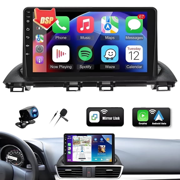 Gsuatey for Mazda 3 2014-2019 Car Radio Android 13 Car Stereo 9 Inch Vertical Touchscreen Bluetooth GPS Navigation FM/RDS WiFi Mirror Link USB SWC   Backup Camera Mic, 2G 32G