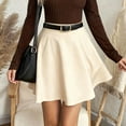 thumbnail image 2 of Faux Suede Mini Skirt for Women A Line Skater Belt Tie High Waist Flared Skirts women's skirt, 2 of 4