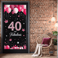thumbnail image 4 of Pink Glitter Balloon Themed 40th Birthday Backdrop Banner with Crown Star Elements for Birthday Party Photography Props Decorations Happy Fabulous Celebration Decor Background Party Supplies, 4 of 7