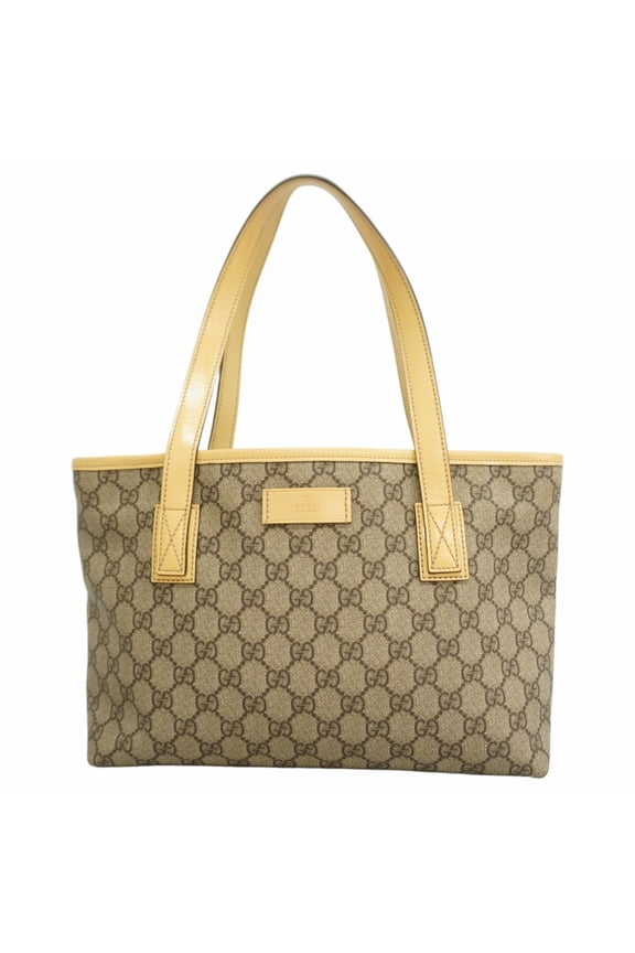 Pre-Owned Gucci GG Supreme Tote Bag 211138 Brown Yellow Women's