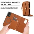 thumbnail image 2 of Decase 2-in-1 Detachable Magnetic Wallet Case Compatible with Samsung Galaxy A15, Shockproof PU Leather Flip Cover with Card Slots,Cash Pocket,Zipper Purse,Crossbody Strap,RFID Blocking,Brown, 2 of 8