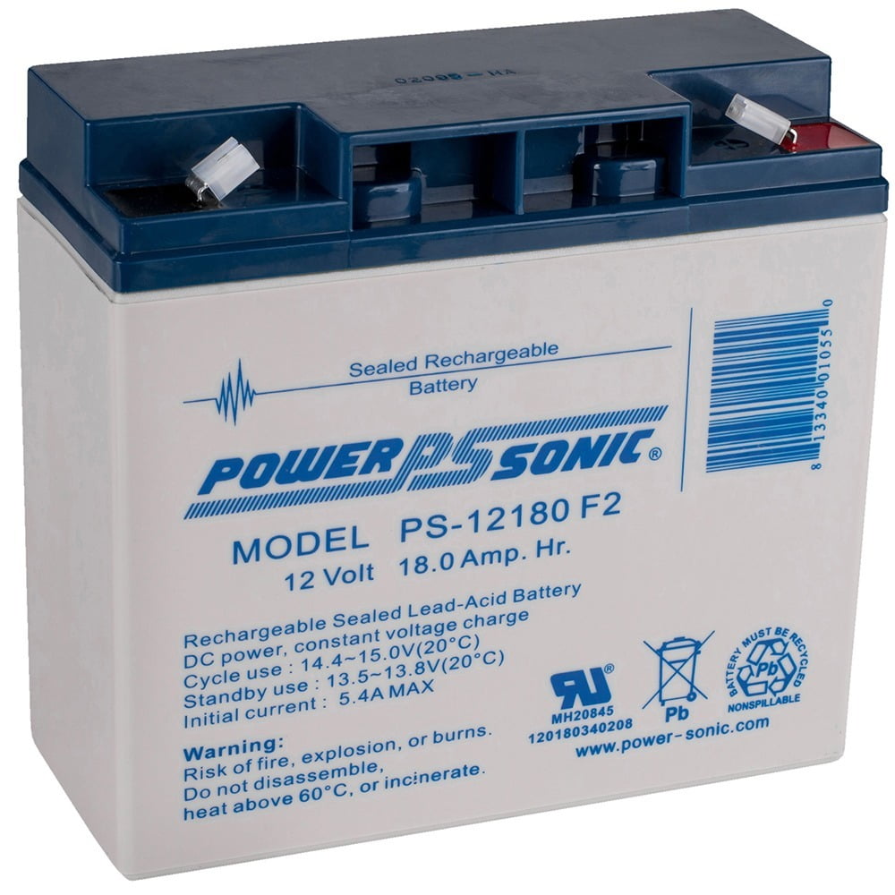 POWER SONIC PS-12180-F2 12 Volt 18ah Sla Battery With F2 Terminal ...