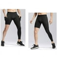 thumbnail image 2 of Men's Basketball Single Leg Tight Sports Pants 1/2 One Leg Compression Pants Athletic Base Layer Underwear Left Short Right Long(Left Long Right Short), 2 of 4