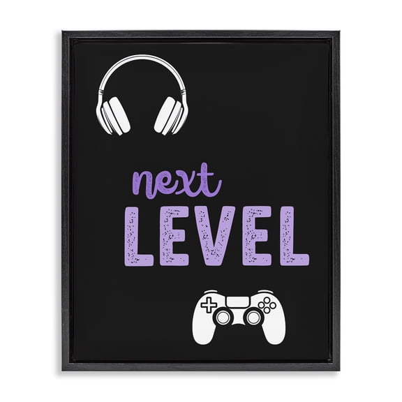 Next Level Headset & Controller Black Framed Floater Canvas Wall Art, design by Christine Simpson Art