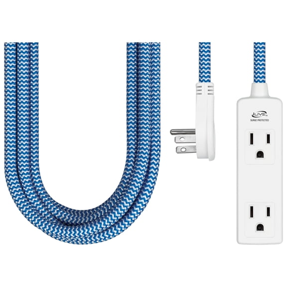iLive 3 Outlet Fabric Power Cord, IAT70, Multiple Colors