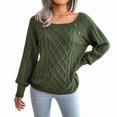 thumbnail image 2 of Women'S Casual Knitted Pullover Sweaters Long Sleeve Crew Neck Jumper Tops Green S, 2 of 10