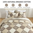 thumbnail image 5 of DDUOXIN 128x120 Bedspreads for King Size Beds - 100% Organic Cotton Beige Brown Patchwork Plaid Reversible California King Bedspread, Lightweight Vintage Cal Oversized King Quilt Bedding Set, 3 Piece, 5 of 11