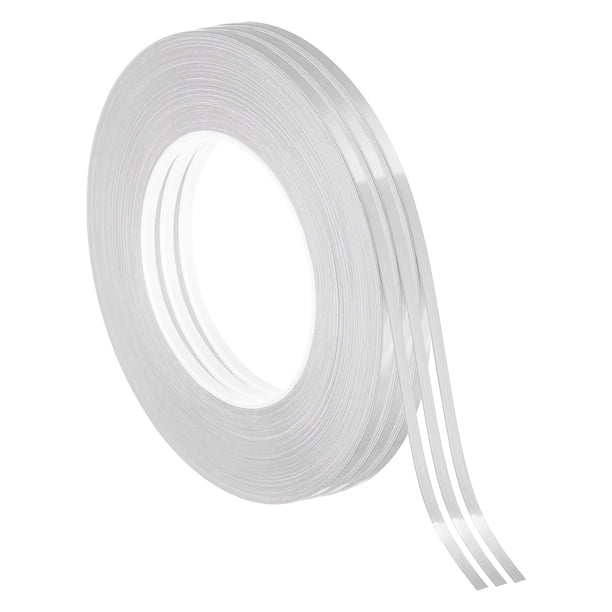 Cinta de película de poliéster metalizada Uxcell, cinta decorativa metálica para acentuar paredes cepilladas de plata, 5/32 pulgadas x 55 yardas, paquete de 3