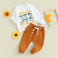 thumbnail image 2 of Fortune Toddler Boy Birthday Outfits Letter Print Sweatshirts Solid Color Long Pants 2Pcs Fall Set 0-3 Years, 2 of 9