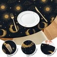 thumbnail image 4 of Dark Blue Sun Moon Wreath Pattern Round Fitted Tablecloth with Elastic Edge,Dining Table Cover Waterproof,Outdoor Round Tablecloth for Camping,Dining,Indoor and Outdoor, 4 of 7