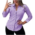 thumbnail image 6 of GUACER Womens Long Sleeve Blouses Gingham Collared Button Down Shirts Loose Casual Fall Tops, 6 of 8