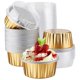 thumbnail image 4 of Dessert Cups with Lids, 150 Pack Gold Aluminum Foil Baking Cups Holders, Cupcake Bake Utility Ramekin Clear Pudding Cups, 4 of 5